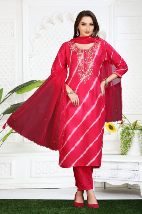 Pink leheriya kurta set